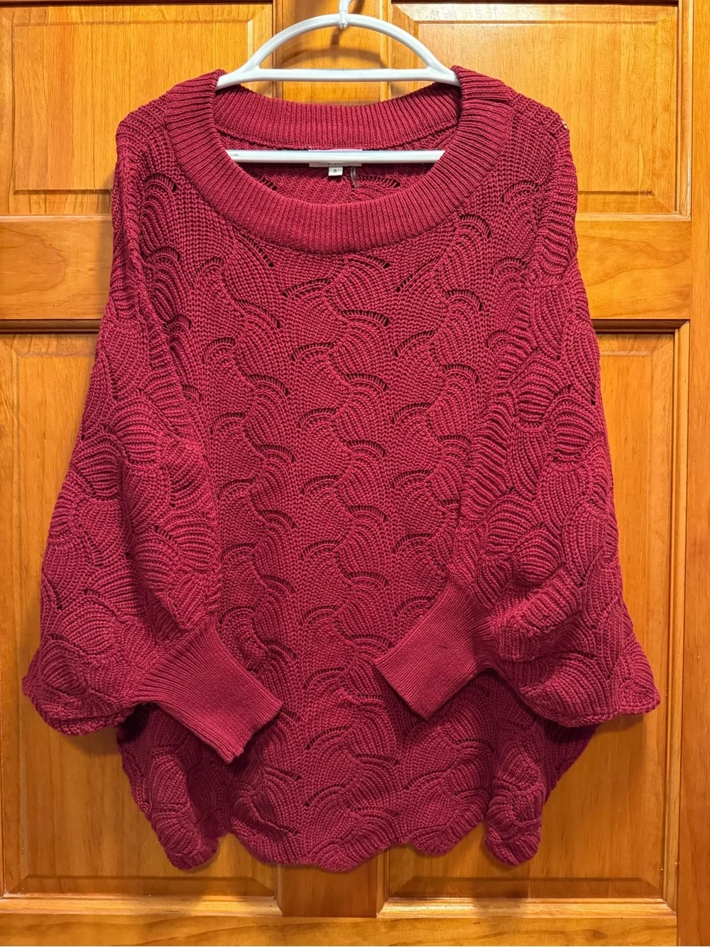ANDREE BY UNIT Burgundy Textured Crewneck Sweater